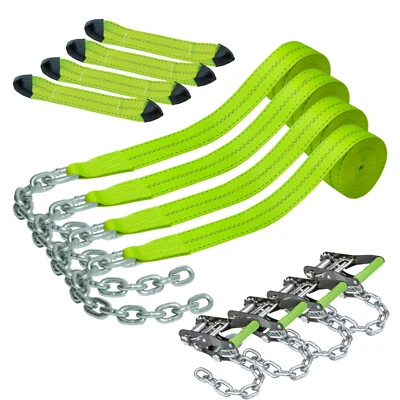 VULCAN 8-Point Car Tie Down Kit - Chain Tails On Both Ends, 4 Pack - High-Viz - Image 1 of 4