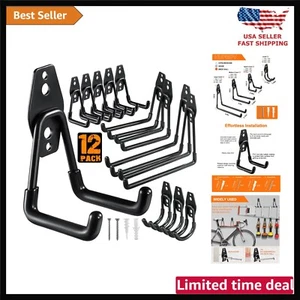 Premium Utility Steel Garage Hooks Set - Wall-Mount for Ladders, Tools, Bikes - Picture 1 of 9