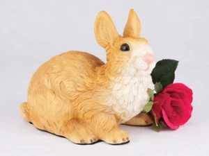 Small/Keepsake 58 Cubic Ins Brown & White Rabbit Resin Urn for Cremation Ashes - Picture 1 of 1