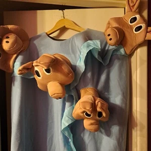 Vintage Pigs In A Blanket Costume 3D Pigs 5 Pig Heads Blue Blanket ADORABLE HTF - Picture 1 of 11