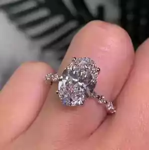4Ct Oval Cut Moissanite Hidden Halo Forever Engagement Ring 14K White Gold - Picture 1 of 4