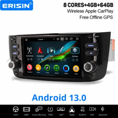 4GB+64GB Android 14 Autoradio Navi Wifi DSP DAB+ CarPlay Fiat Grande Punto Linea - Bild 1 von 4