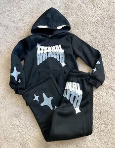 Shein Boys Hoodie & Sweatpants Size 12 Pants Eternal Wrath Black Graphic New - Picture 1 of 7