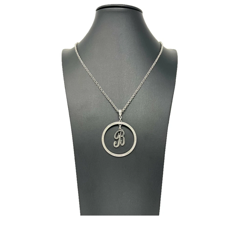 Collana Lettera " B " Strass Ciondolo Catenina Donna Brillante Elegante Argento - Immagine 1 di 1