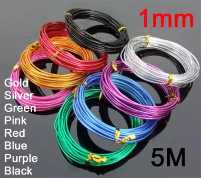 1mm Aluminium Wire Craft Jewellery Making Florist Colours Length 5M Findings - Image 1 of 4