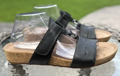 Sandalias para mujer Walking Cradles talla 11 cuero negro correderas correas cómodas LINDAS Foto 1 de 4