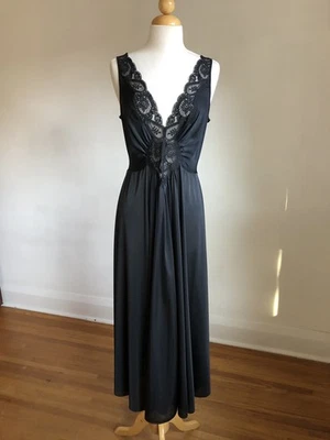 IMPRESIONANTE Camisón Lencería De Colección Olga 98280 Negro Nylon y Encaje Barrido Completo Talla XL Foto 1 de 4