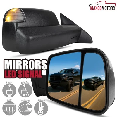Tow Mirrors Fit 2013-2018 Ram 1500 2500 3500 Power Fold+Heated+LED Signal+Puddle Foto 1 de 4