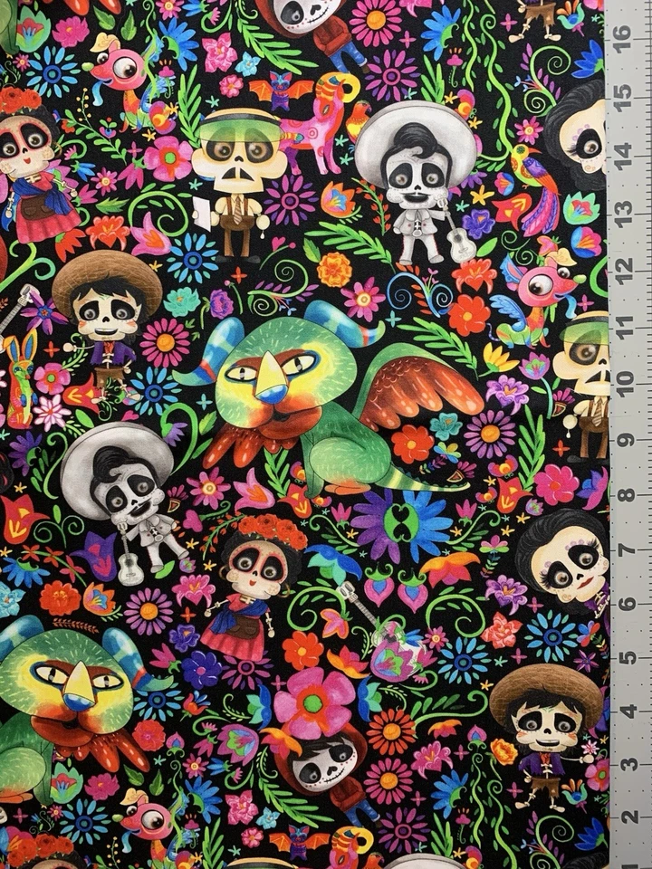 Pixar’s Coco Dia De Los Muertos Custom Fabric Fat Quarter 18x28” Woven Cotton - Image 1 of 1