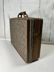 VINTAGE 1980s HARTMANN LUGGAGE TWEED & LEATHER BRIEFCASE COMINATION LOCK 18"X13" - Picture 1 of 13