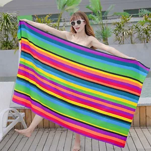 Striped Extra Large Microfibre Lightweight Beach Towel Quick Dry Travel Towel UK - Picture 1 of 9