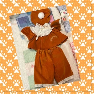 Cute Vintage Cabbage Patch Kids Girl Orange Burn Umber Twin Dress Trousers Hat - Picture 1 of 8