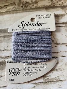 Rainbow Gallery Splendor Smoke Gray 891 100% Silk 8 Yards Needlework - Picture 1 of 3