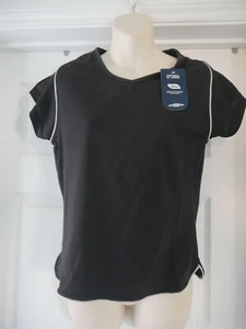 Black Umbro Top Ladies Size 16 Sports Vest Aerobic Fitness Gym T-Shirt Football - Picture 1 of 12