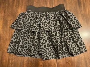 H&M Girls Black Gray Cheetah Print Skirt 10-11 - Picture 1 of 2