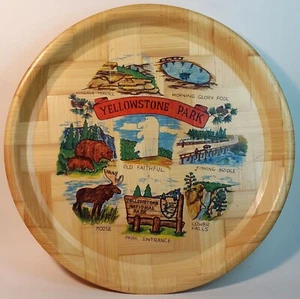 Vintage Yellowstone Nationalpark Bambus Holz 13" Serviertablett, Teller, Souvenir  - Bild 1 von 2