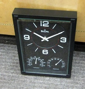 BULOVA  WALL CLOCK "CONCEPT", THERMOMETER, HYGROMETER AND CLOCK C3732   - Picture 1 of 3