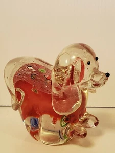 Pisapapeles figura de perro multicolor vidrio soplado vintage 3" x 6" - Imagen 1 de 7