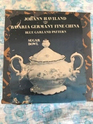 Johann Haviland Blue Garland Bavaria Sugar Bowl W/Lid New in original plastic - Image 1 of 4