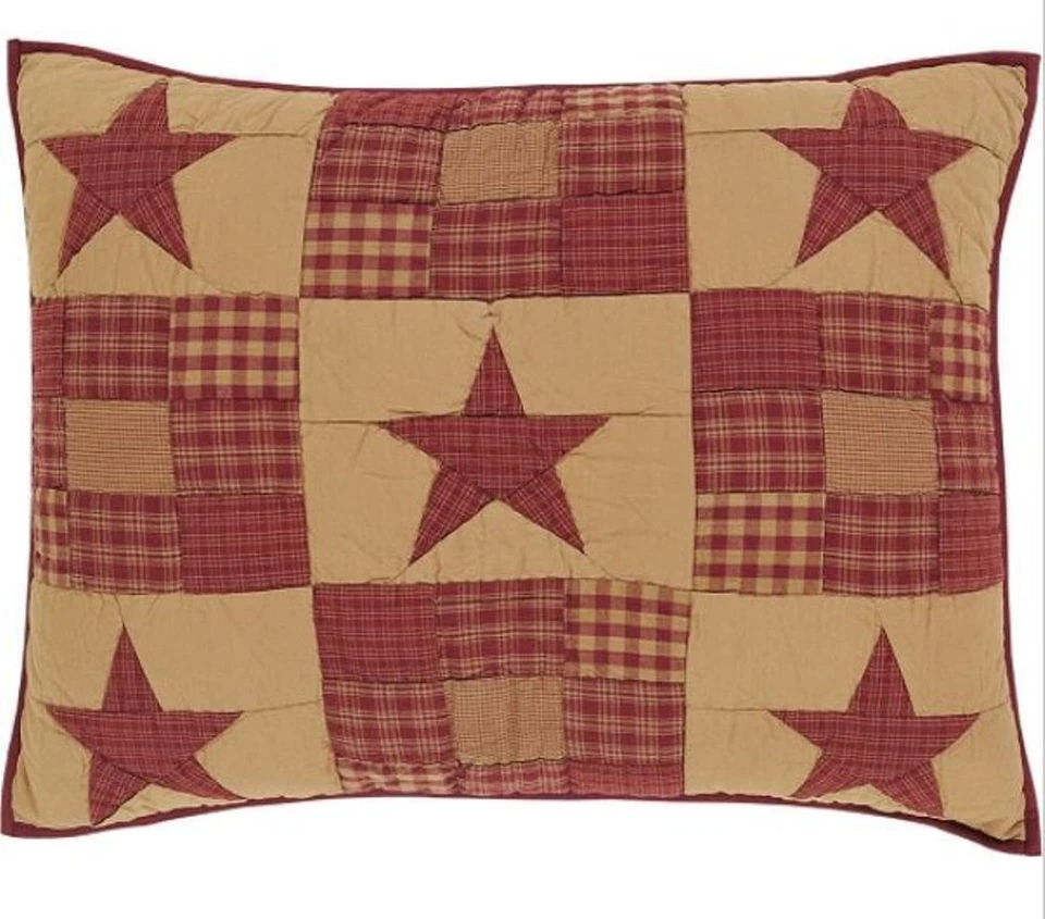 ALMOHADA FALSA NINEPATCH STAR EDREDÓN: CABINA DE CAMPO RETAZOS RÚSTICOS ROJOS PRIMITIVOS Foto 1 de 1