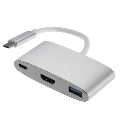 3in1 Type C USB3.1 to USB-C 4K HDMI USB 3.0 Adapter Conventer Hub Aluminum Alloy - Image 1 of 4