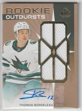 22-23 SP GAME USED ROOKIE OUTBURSTS AUTOGRAPH JERSEY THOMAS BORDELEAU RC AUTO