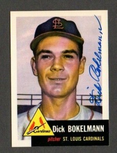 Dick Bokelmann 1953 Topps Archives authentic autographed card Cardinals
