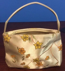 Gold Avon Purse With Orange & Yellow Flowers Shimmer 8" X 7 3/4" x 5" deep - Picture 1 of 12