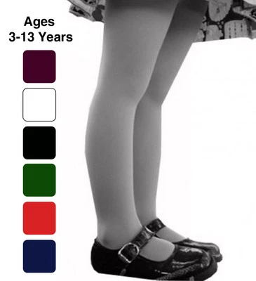 NIFTY TIGHTS Girls School Tights Plain Rich 7 Colours Ages 0 1 2 3 4 5 6 7 8 9 10 11 12 13