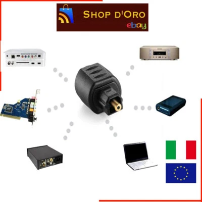 ADATTATORE OTTICO CAVO AUDIO DA JACK 3,5mm FEMMINA A CONNETTORE TOSLINK DIGITALE - Immagine 1 di 3