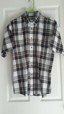 Men's Plaid Button Down Shirt w/ Short Sleeves by Anchor Bay-Size MEDIUM