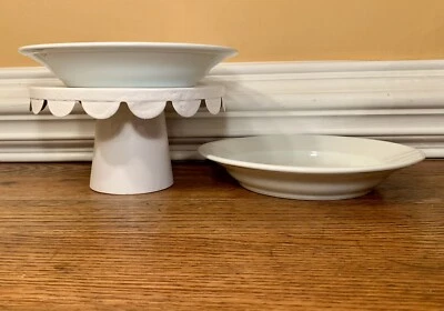 "Lote de 2 cuencos de sopa con borde de 9"" APILCO SEVRES: aptos para horno • porcelana blanca • Francia" Foto 1 de 4