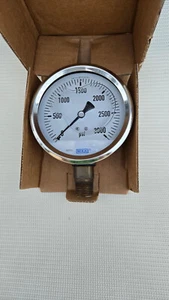 WIKA 0-3000PSI Pressure Gauge Bottom Mount 1/2" NPT Liquid Filled 4" Face - Picture 1 of 2