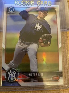 2018 Bowman Chrome Draft Matt Sauer Refractor Rookie Rc Yankees Nice - Picture 1 of 2