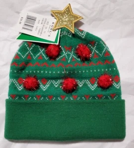 Ugly Stuff Supply Adult One Size Christmas Fair Isle Holiday Beanie Winter HAT  - Picture 1 of 3