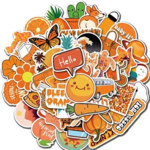 50pcs Orange with Pumpkin Cat Design for Hydro Flask Laptop Travel Stickers. - Picture 1 of 6