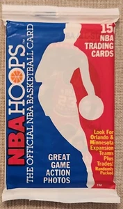1989-90 NBA HOOPS UNOPENED SEALED PACK with MICHAEL JORDAN ALL STAR ON TOP - Picture 1 of 1