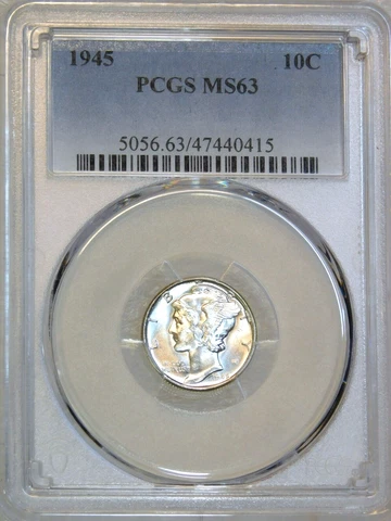 1945 P Mercury Dime PCGS MS63 White Frosty Luster PQ Beauty Just Graded #C983C Cover