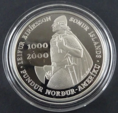 2000 Leif Ericson Proof Silver Dollar Commemorative 1000 Kronur Iceland Capsule - Image 1 of 4