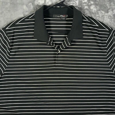 Camisa Polo RLX Ralph Lauren Para Hombres 2XL XXL Negra Rayas Manga Corta Golf Adulto Foto 1 de 4