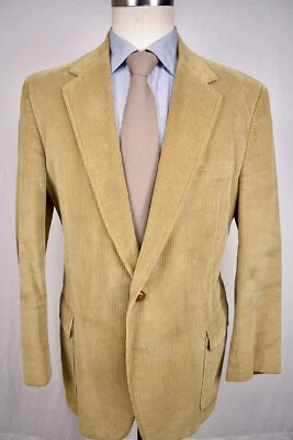 Christian Brooks Solid Light Brown Cotton Corduroy Two Button Sport Coat Sz: 44R - Image 1 of 4