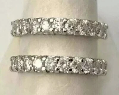 Anillo protector envolvente de boda de diamantes de corte redondo de 2 quilates enchapado en oro blanco de 14 quilates Foto 1 de 3