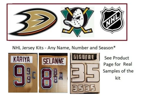 NHL Anaheim Ducks Lettering Custom ANY YEAR Name Number UNSEWN kit for Jersey Cover