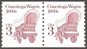 Scott 2252a, The 1995 3¢ Conestoga Wagon Transportation Series Coil Pair - MNH - Picture 1 of 1