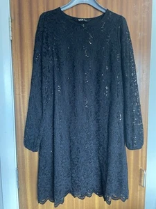 Yours Collection Black Shift Dress with Lace Neckline Size 18 - Picture 1 of 7