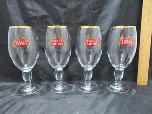 4 Stella Artois Belgien 33 CL Goldrand Biergläser 7 1/2" hoch - Bild 1 von 12