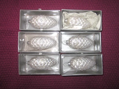 6 x Zapfen ** Tannenzapfen*** weiß* Glitzer**11 cm*Christbaumschmuck** siehe B. - Bild 1 von 4