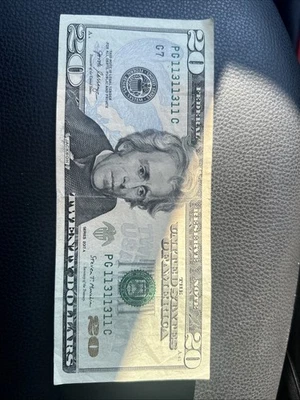 11311311   2017 20 Dollar Bill With Binary Serial Number In Very Fine Condition. - Image 1 of 4