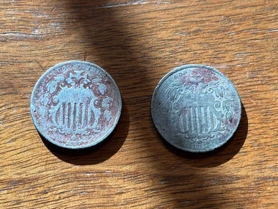1866 and 1867 Shield Nickels - Image 1 of 4