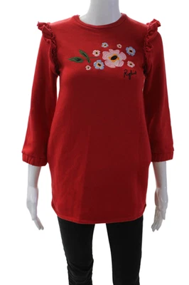 Sonia Rykiel девочек хлопок длинным рукавом вышитый Shift платье красный размер 10Y - Изображение 1 из 4